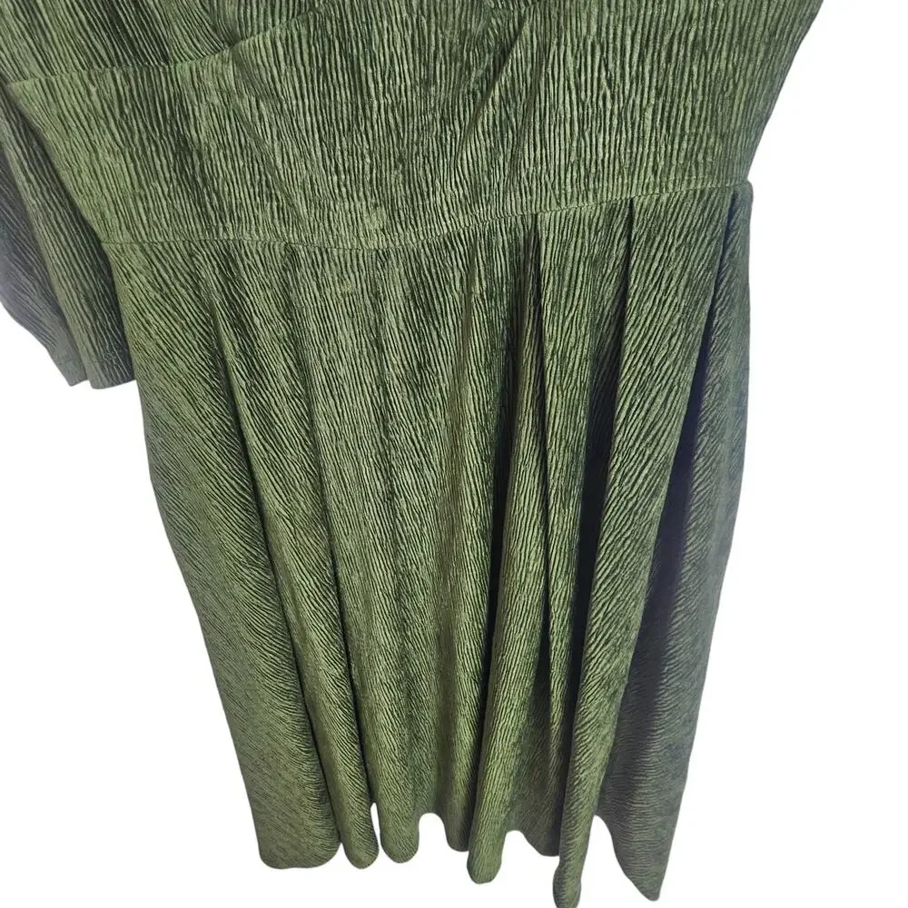 Unique Vintage Womens Velvet Swing Dress Size M Lamar Retro Midi Pleated Pockets